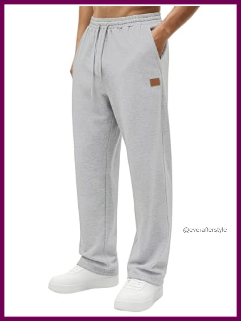 Men's Lightweight Open Bottom Sweatpants Drawstring Straight Leg Lounge Pants